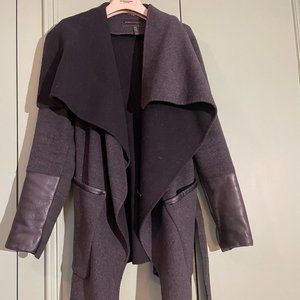 BCBG Max Azaria Winter Wrap Coat with Leather Details